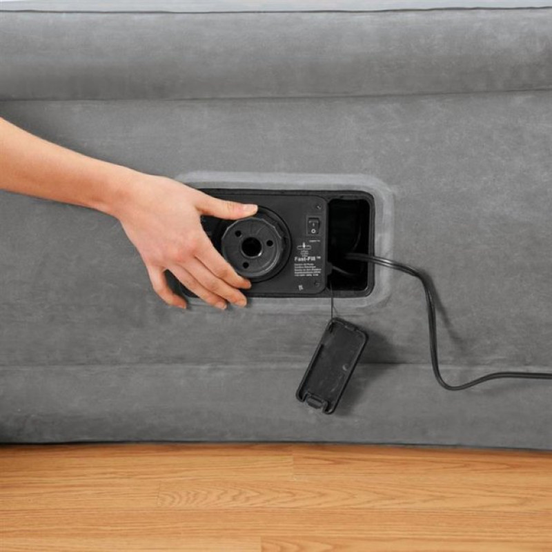 Матрас одноместный ПВХ надувная кровать со встроенным электронасосом Intex 64412NP 99*191*46 Серый