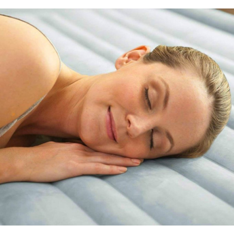 Матрас одноместный ПВХ надувная кровать со встроенным электронасосом Intex 64412NP 99*191*46 Серый