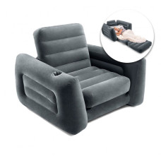 Надувне крісло-трансформер розкладне з підсклянником вініл з флокованим покриттям Intex 66551 117х224х66см