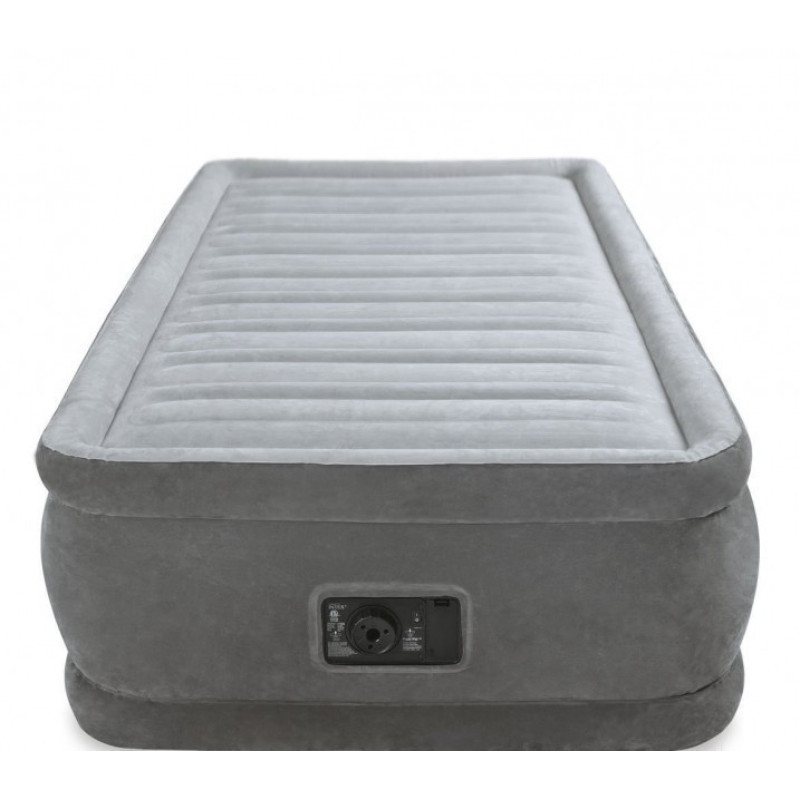 Матрас одноместный ПВХ надувная кровать со встроенным электронасосом Intex 64412NP 99*191*46 Серый