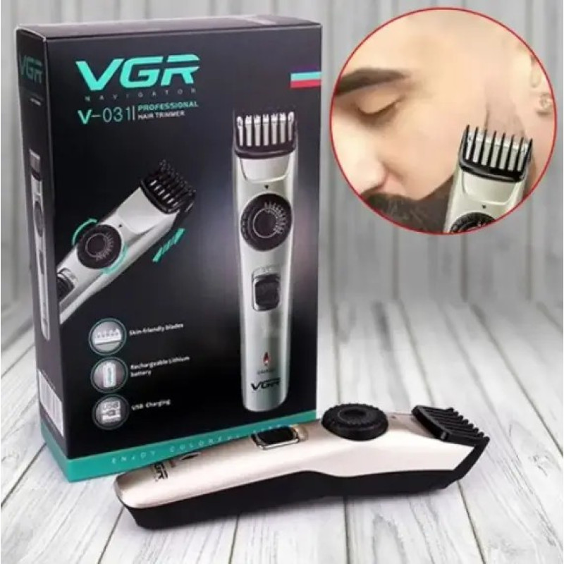 Універсальна машинка тример для стрижки волосся бездротова VGR V-031 Pro + Щіточка для чищення