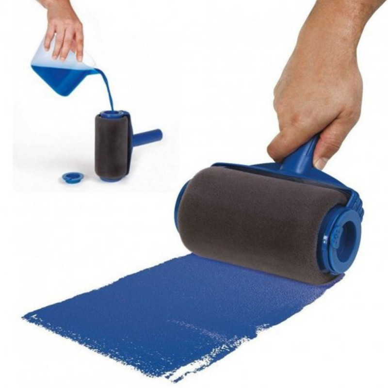 Багатофункціональний малярський валик для фарбування приміщень з резервуаром для фарби і телескопічним тримачем Paint Roller TM-110 Синій