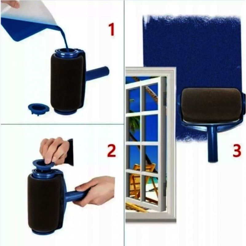 Багатофункціональний малярський валик для фарбування приміщень з резервуаром для фарби і телескопічним тримачем Paint Roller TM-110 Синій