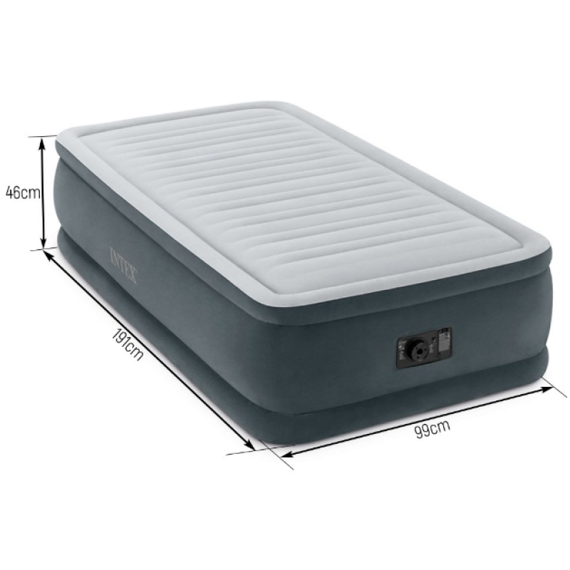 Матрас одноместный ПВХ надувная кровать со встроенным электронасосом Intex 64412NP 99*191*46 Серый