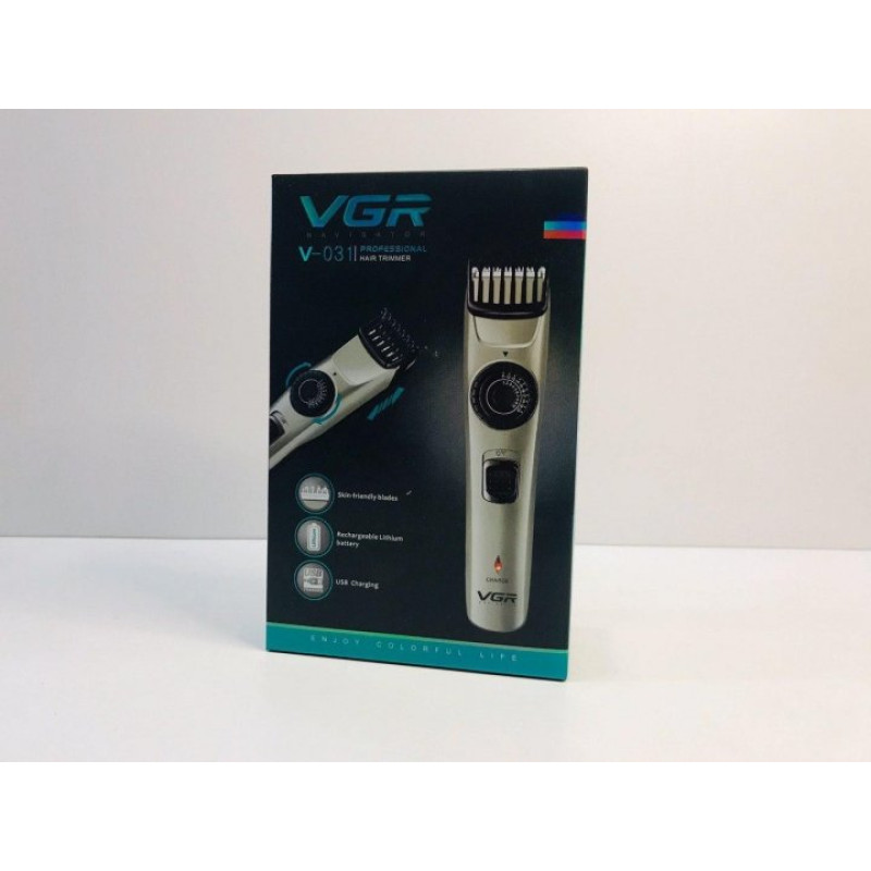Універсальна машинка тример для стрижки волосся бездротова VGR V-031 Pro + Щіточка для чищення