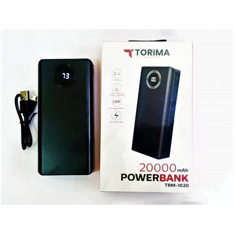 Портативний зарядний пристрій 20000 mAh повербанк 2 USB Torima TRM-1020 powerbank