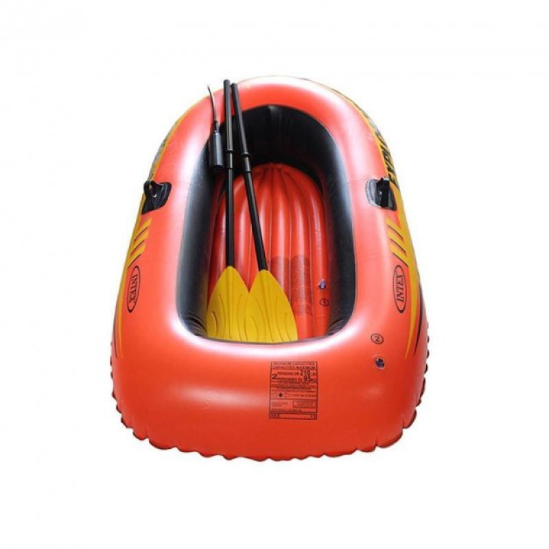 Надувний човен двомісний двокамерний Intex 58331 NP Explorer 200 з пластиковими веслами та ручним насосом 185х94х41см Помаранчевий