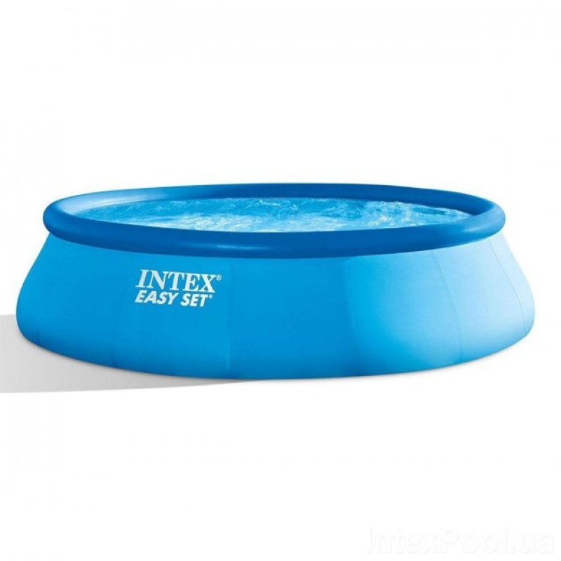 Надувний басейн наливний сімейний Intex 26166 457х107см 12430л з фільтром-насосом, сходами, тентом та підстилкою Синій