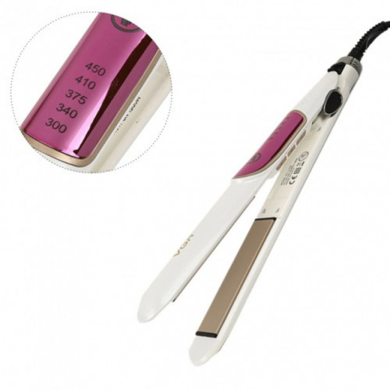 Праска для випрямлення волосся з керамічними пластинами та цифровим дисплеєм VGR V-509 50W Білий