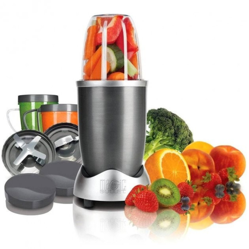 Блендер кухонний універсальний для овочів та фруктів Magic Bullet Nutri Bullet 600W Сірий
