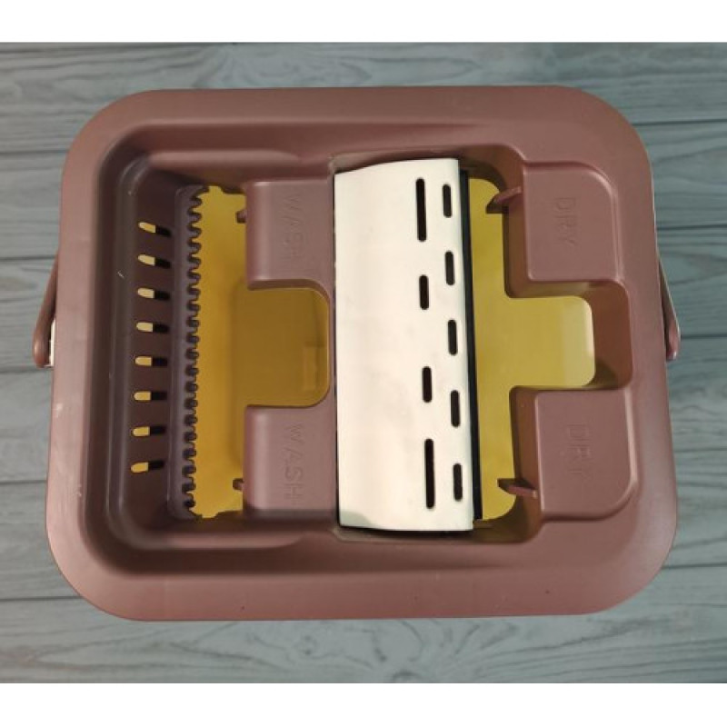 Швабра з відром + віджимання Scratch Anet | швабра ледарка для миття підлоги з двома насадками (Біжева)