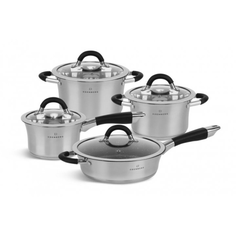 Набір каструль з нержавіючої сталі Edenberg EB-2407 на 8 предметів Набір кухонного посуду з товстим дном