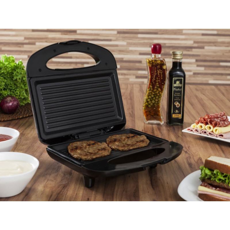 Гриль електричний притискний контактний, електрогриль чорний Domotec MS 7709 Гриль електричний притискний контактний, електрогриль чорний Domotec MS 7709