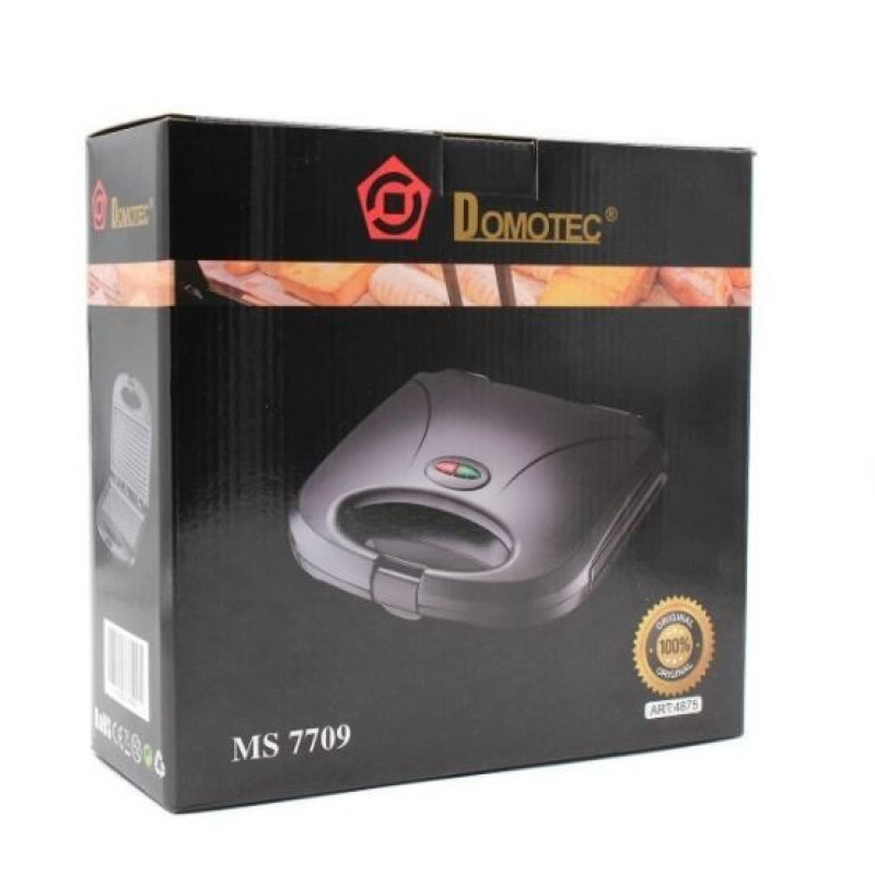 Гриль електричний притискний контактний, електрогриль чорний Domotec MS 7709 Гриль електричний притискний контактний, електрогриль чорний Domotec MS 7709