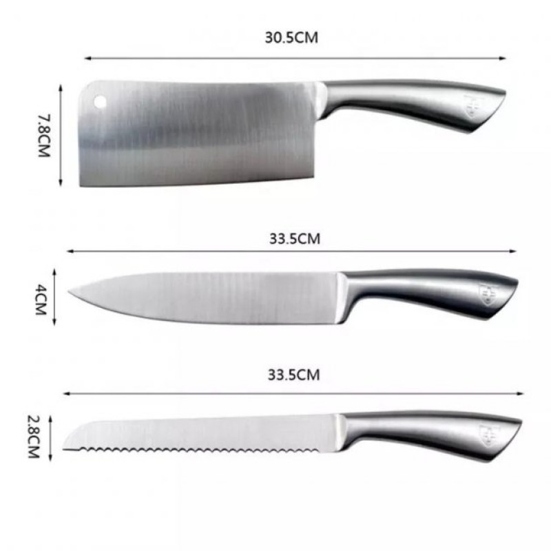 Набір кухонних ножів 9 предметів з нержавіючої сталі на підставці Edenberg EB-3618 Сріблястий Набір кухонних ножів 9 предметів з нержавіючої сталі на підставці Edenberg EB-3618 Сріблястий