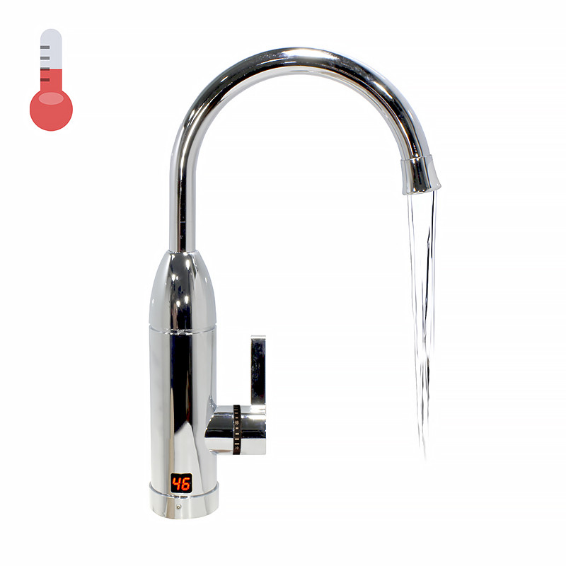 Кран-водонагрівач з дисплеєм для швидкого нагрівання води Oping OP-L11 3 кВт Сріблястий