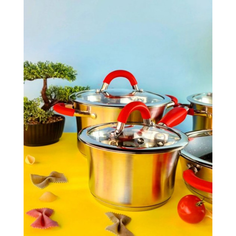 Набір каструль з нержавіючої сталі Edenberg EB-2408 на 8 предметів Набір кухонного посуду з товстим дном