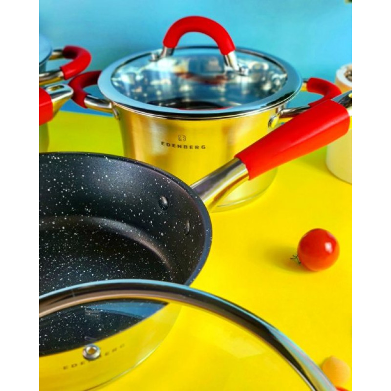 Набір каструль з нержавіючої сталі Edenberg EB-2408 на 8 предметів Набір кухонного посуду з товстим дном