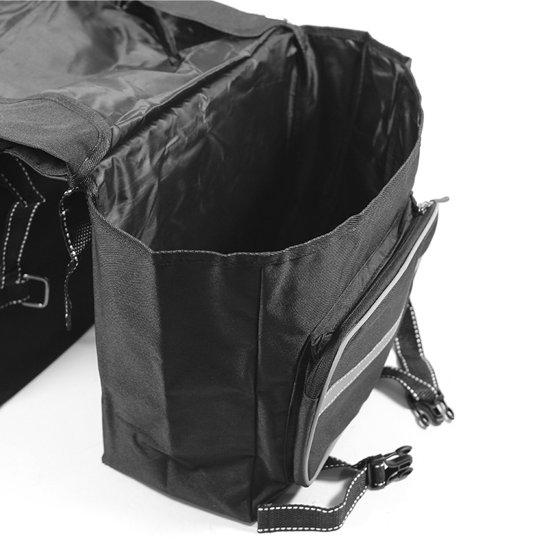 Сумка велосипедна на багажник з двох секцій та кишені поліестер зі світловідбиваючою стрічкою та дощовиком 12л West Biking 0707211 Чорний