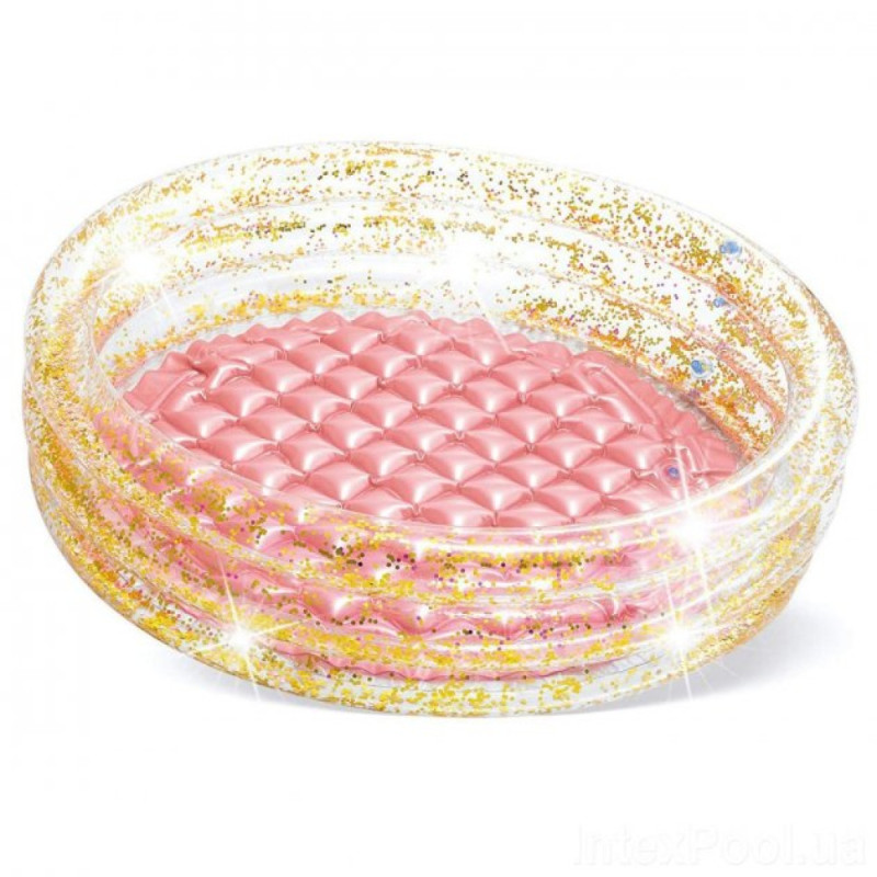 Надувний басейн дитячий глітерний від 1 року Intex 57103 Блиск 79х25см 56л 3 кільця з надувним дном Різнокольоровий