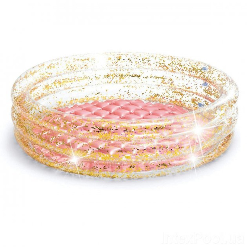 Надувний басейн дитячий глітерний від 1 року Intex 57103 Блиск 79х25см 56л 3 кільця з надувним дном Різнокольоровий