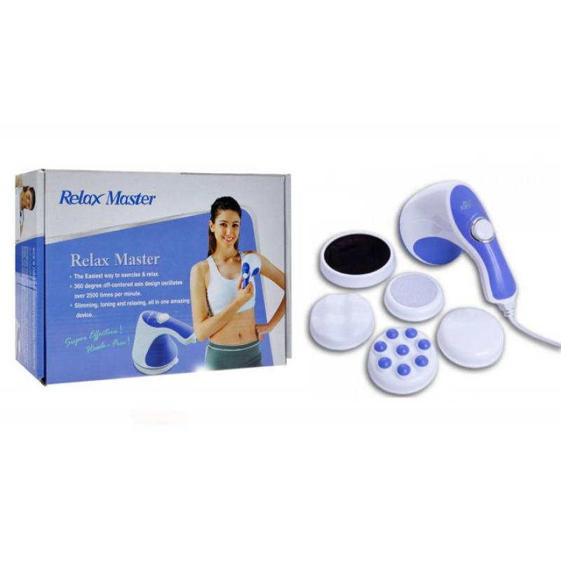 Портативний ручний масажер для всього тіла із 5 насадками Relax and Ton WJ-03 Біло-фіолетовий