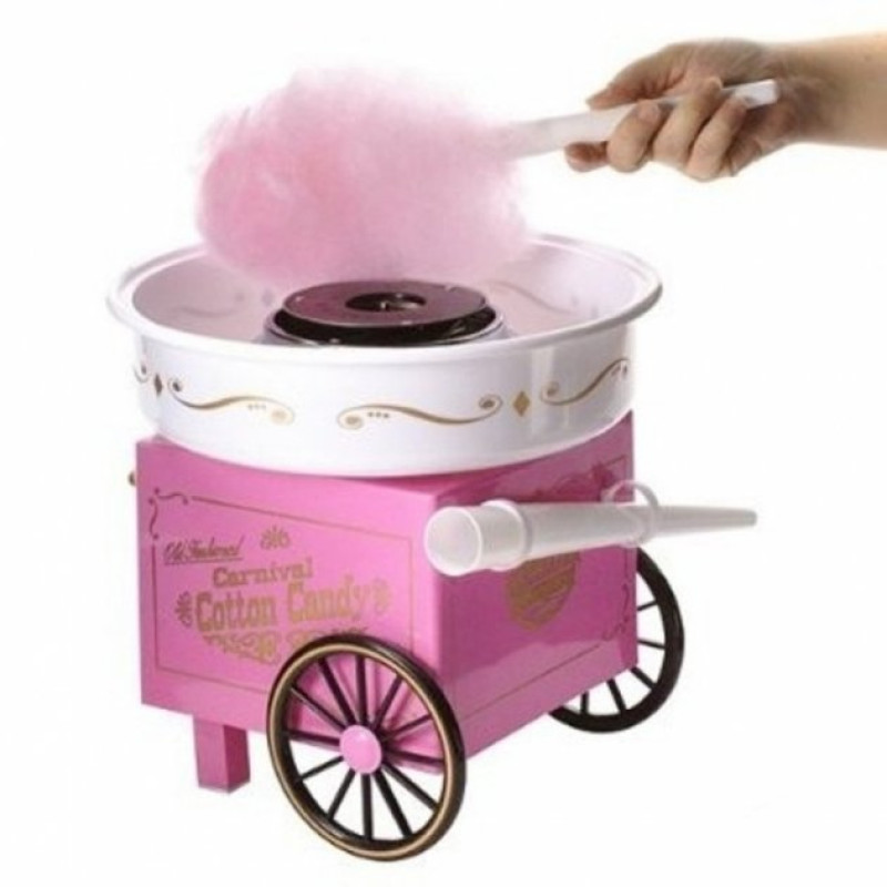 Домашній апарат для приготування цукрової вати на коліщатках Carnival Cotton Candy Maker Рожевий CH783