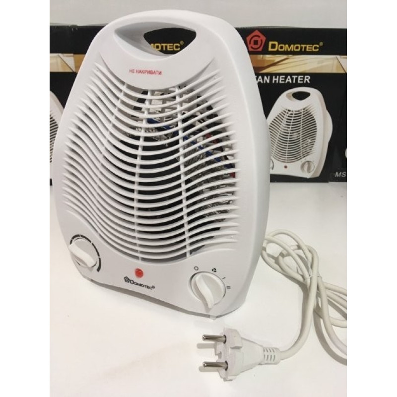 Тепловентилятор 2000 Вт обігрівач з терморегулятором білий Domotec (MS 5901) дуйка
