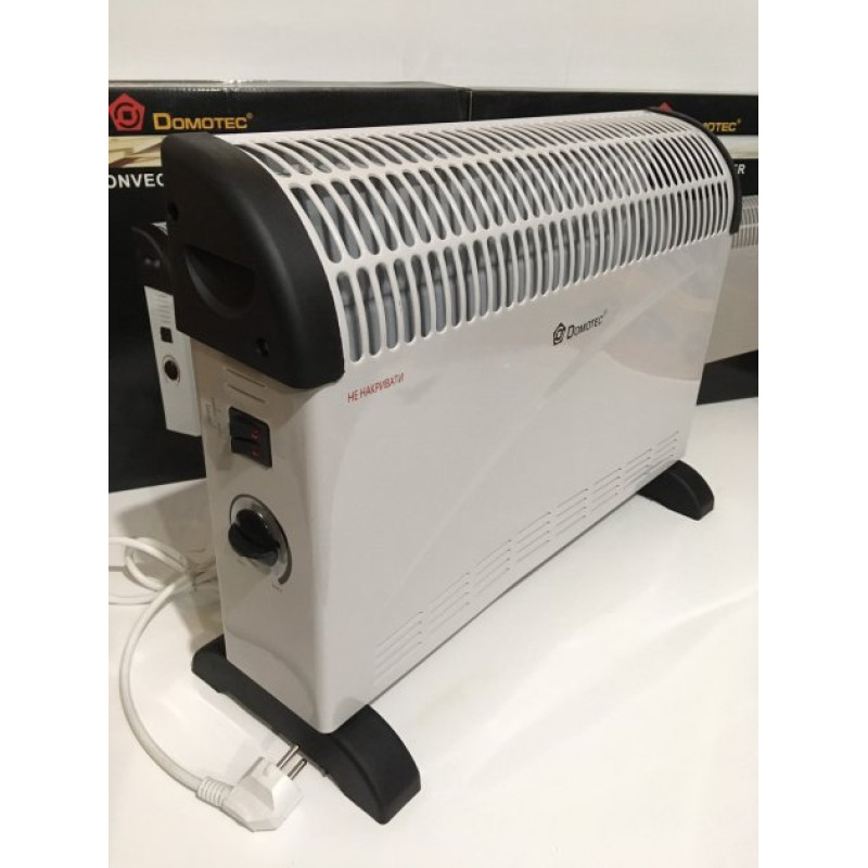 Електроконвектор безшумний обігрівач з вбудованим термостатом три режими 750/1250/2000 Вт білий Domotec MS-5904