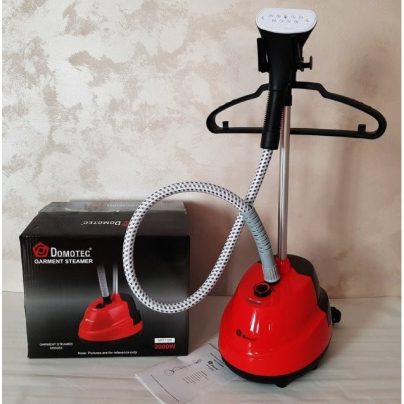 Вертикальний відпарювач для одягу ручний зі стійкою Domotec MS-5353 2000Вт 1.6л Червоний