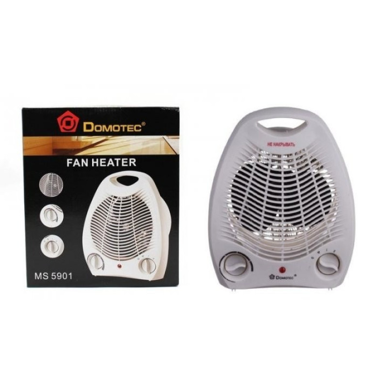 Тепловентилятор 2000 Вт обігрівач з терморегулятором білий Domotec (MS 5901) дуйка