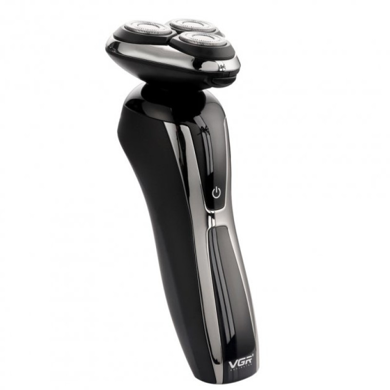 Електробритва для чоловіків роторна VGR V-309 водонепроникна бритва для вологого та сухого гоління Чорний