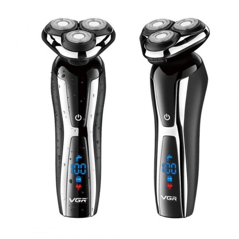 Електробритва для чоловіків роторна VGR V-309 водонепроникна бритва для вологого та сухого гоління Чорний