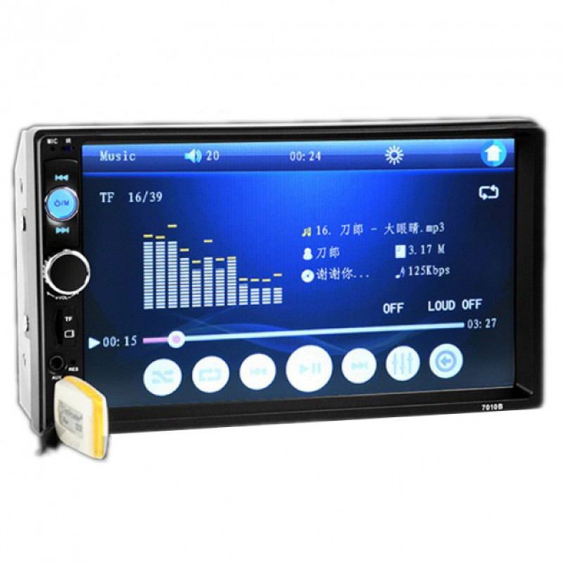 Автомагнітола 2DIN з сенсорним дисплеєм 7" з пультом керування та підтримкою камери заднього виду Bluetooth USB microSD 7010B Чорний Автомагнітола 2DIN з сенсорним дисплеєм 7" з пультом керування та підтримкою камери заднього виду Bluetooth USB microSD 7010B Чорний