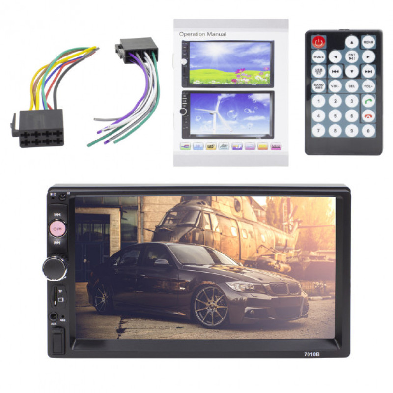 Автомагнітола 2DIN з сенсорним дисплеєм 7" з пультом керування та підтримкою камери заднього виду Bluetooth USB microSD 7010B Чорний Автомагнітола 2DIN з сенсорним дисплеєм 7" з пультом керування та підтримкою камери заднього виду Bluetooth USB microSD 7010B Чорний