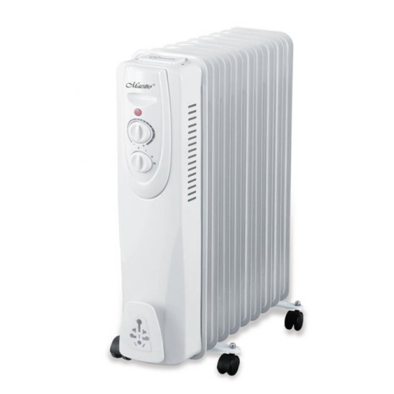 Масляний радіатор підлоговий з 9 секцій Maestro MR 950-9 три режими 1000/1200/2000 Вт Білий