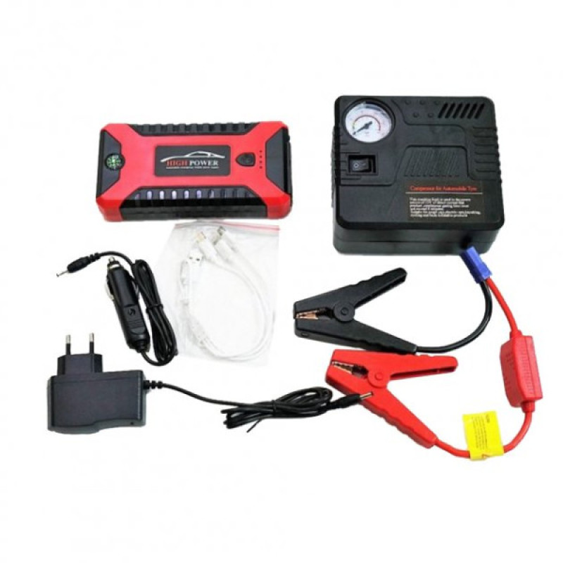 Пускозарядний пристрій Jump Starter JX27 99800 мАч з компресором Power bank Червоний