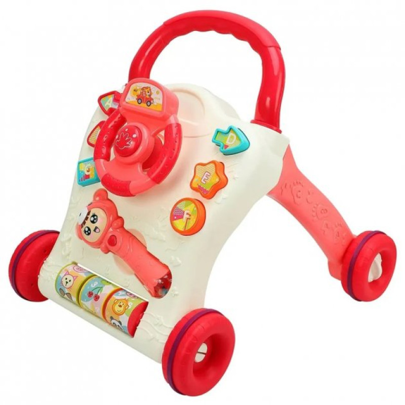 Каталка - ходунки музичні дитячі з музикою та світлом на батарейках Limo Toy Walker Baby 698-63 Червоний
