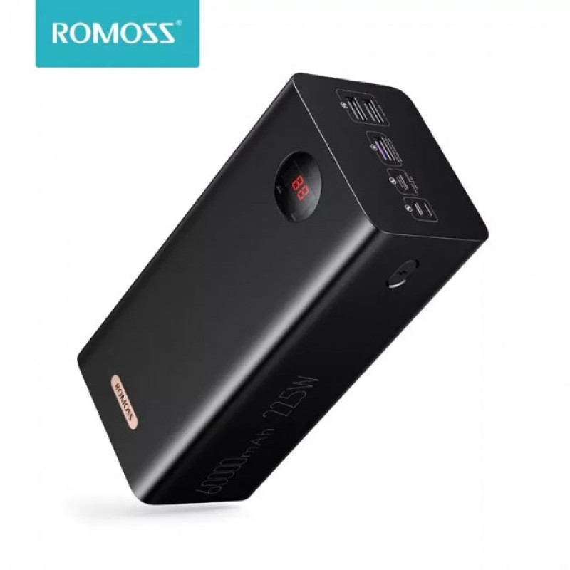 Зовнішній портативний акумулятор 57000 mAh з швидкою зарядкою Romoss PEA57 (3USB+Type-C) Чорний