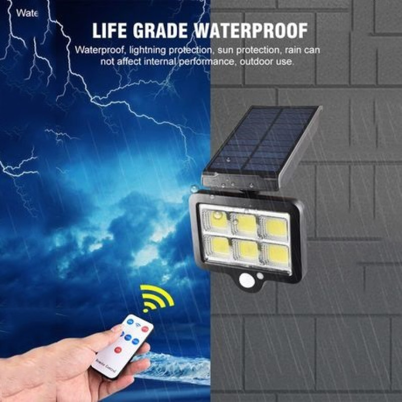 LED прожектор вуличний настінний із сонячною панеллю водонепроникний з датчиком руху та пультом YT-140 LED прожектор вуличний настінний із сонячною панеллю водонепроникний з датчиком руху та пультом YT-140