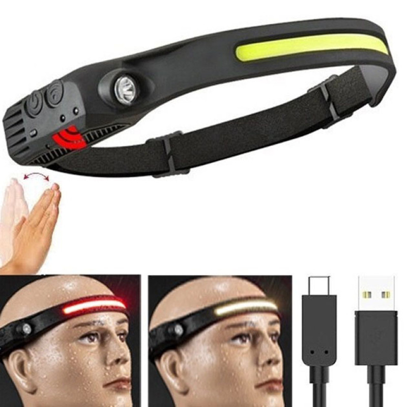 Світлодіодний ліхтар налобний сенсорний з акумулятором 1200 mAh Li-ion BL-W689/G28-LM+COB Black