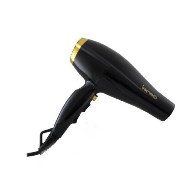 Фен для волосся з функцією іонізації, потужним мотором та 3 режимами Gemei GM-1765 2800Вт Чорно-жовтий