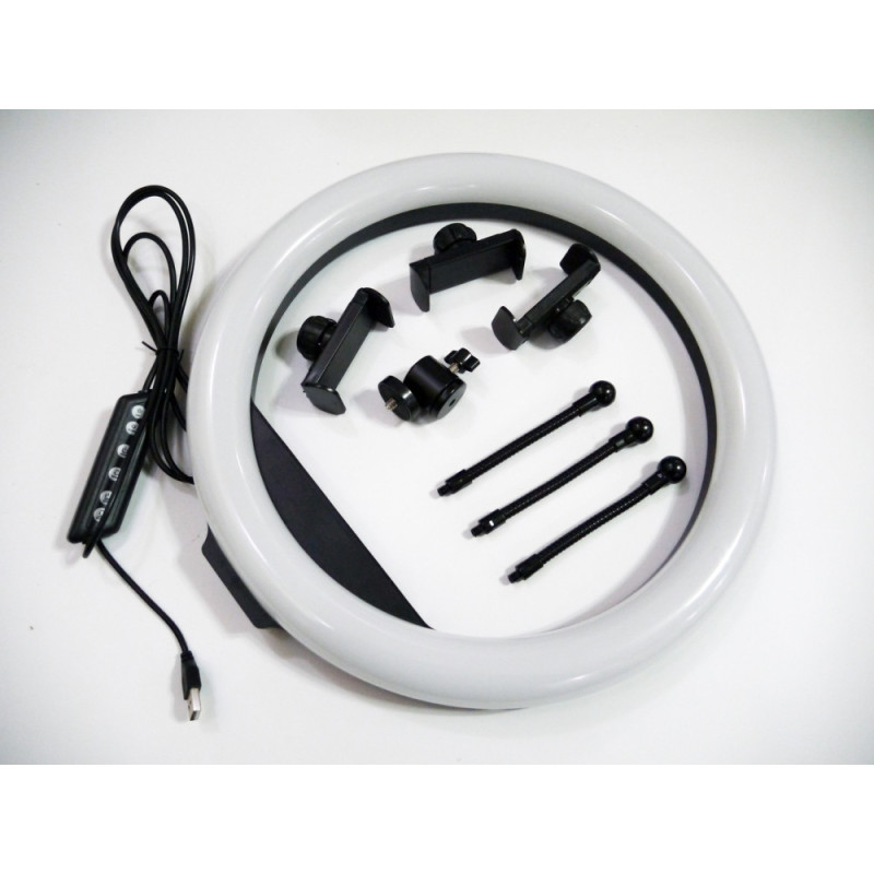 Разноцветная кольцевая RGB LED лампа 33 см + штатив 2м MJ33 набор блогера