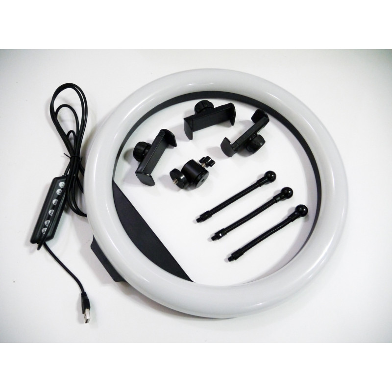 Різнокольорова кільцева RGB LED лампа 33 см + штатив 2м RGB MJ33