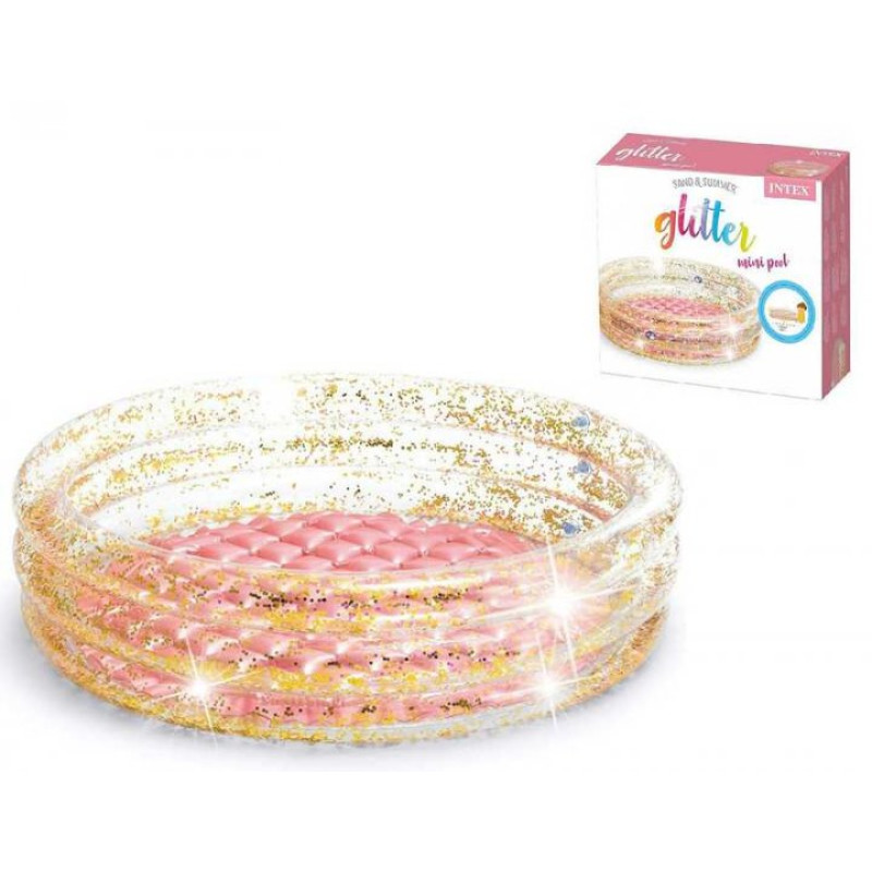 Надувний басейн дитячий глітерний від 1 року Intex 57103 Блиск 79х25см 56л 3 кільця з надувним дном Різнокольоровий