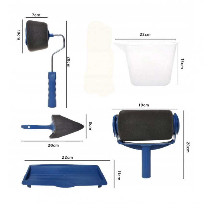 Багатофункціональний малярський валик для фарбування приміщень з резервуаром для фарби і телескопічним тримачем Paint Roller TM-110 Синій