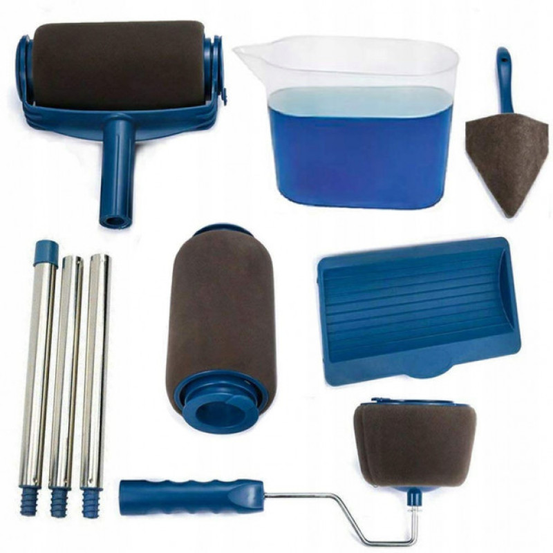 Багатофункціональний малярський валик для фарбування приміщень з резервуаром для фарби і телескопічним тримачем Paint Roller TM-110 Синій