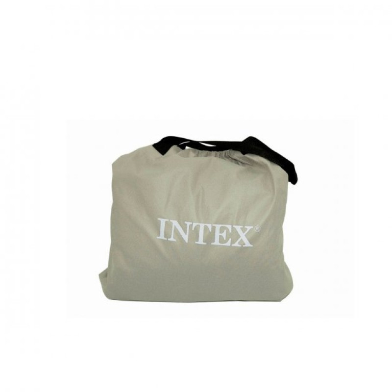 Матрац двомісний з підголівником ПВХ з флокованим покриттям надувне ліжко з електронасосом 220-240V Intex 64448 152х236х86/46см Сірий