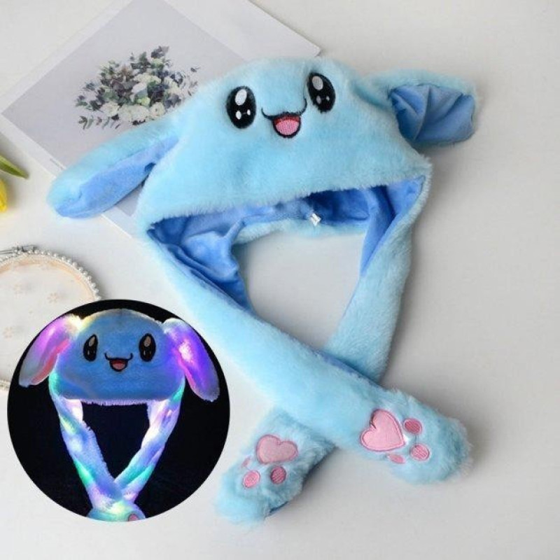 Плюшева шапка з рухомими кролячими вушками Синій Плюшева шапка з рухомими кролячими вушками Синій