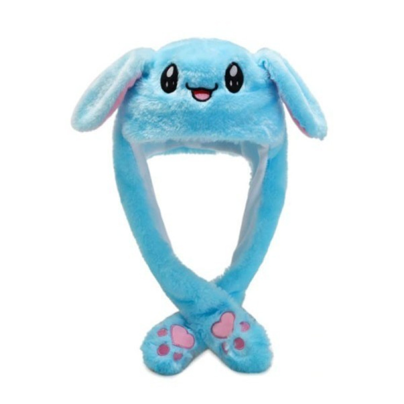 Плюшева шапка з рухомими кролячими вушками Синій Плюшева шапка з рухомими кролячими вушками Синій